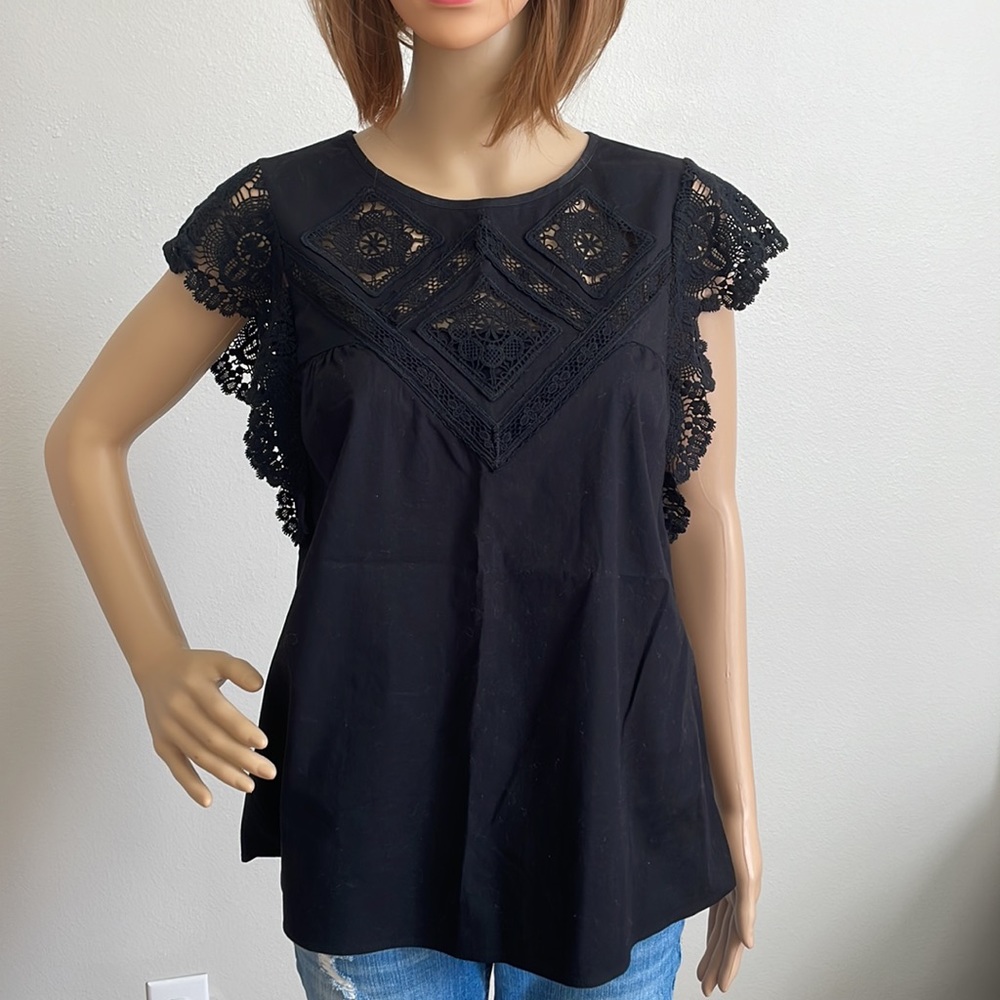 *Not for sale* Small Black Pale Sky for Stitch Fix Cap Sleeve Blouse
